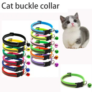 Collar reflectante de seguridad para mascotas Collar de gato con abalorio y campana elástico ajustable...