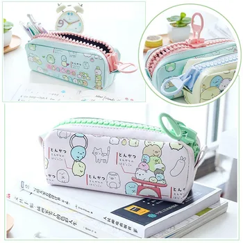 

Creative Simple and Lovely Kawaii PU Leather Personality Large Zipper Student Pencil Case Office Supplies