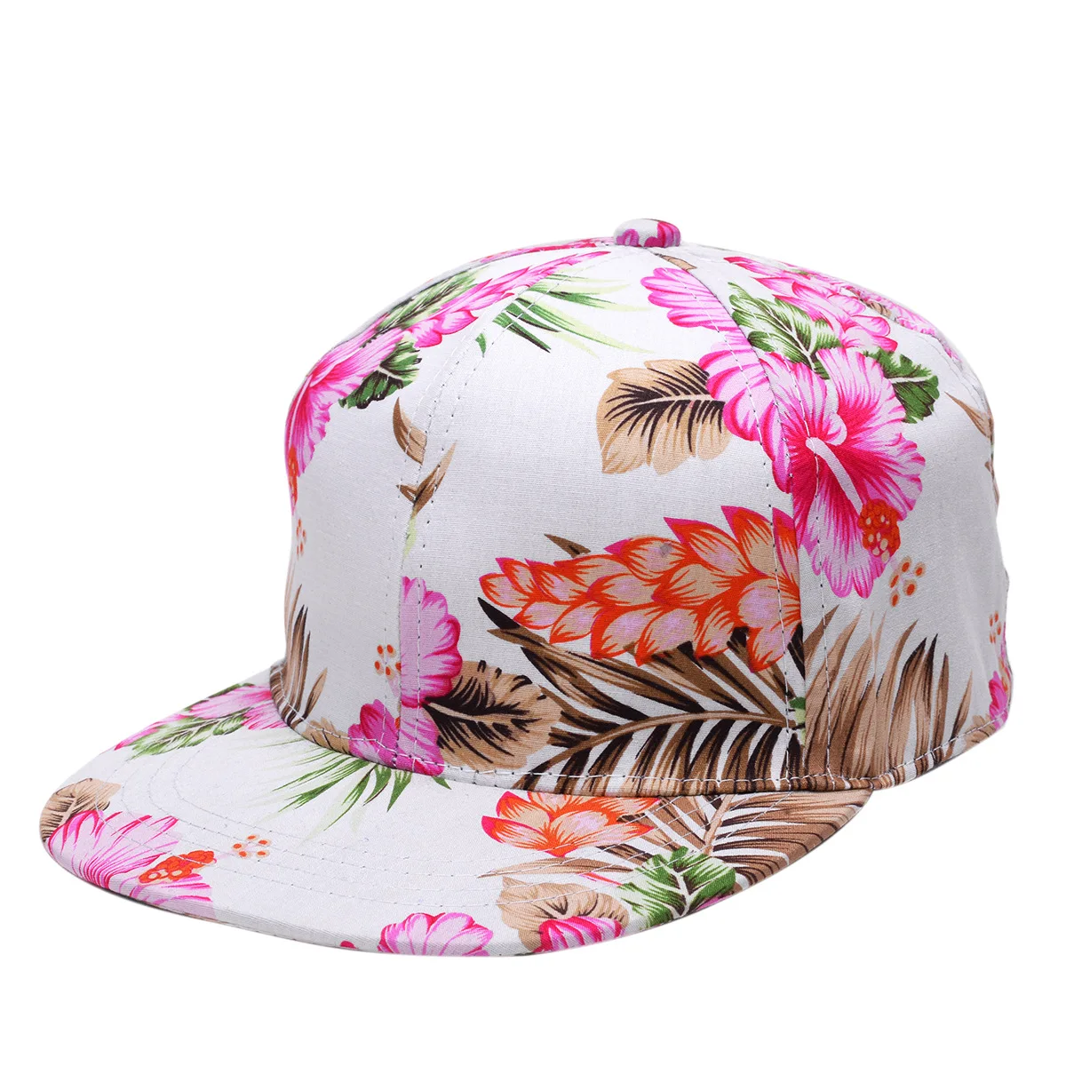 Fashion Floral Hip-Hop Hat for Women Men Flat Brim Street Gorras Girls Outdoor Sun Visor Boy Leaf Printed Snapback Baseball Cap Women's Baseball Caps