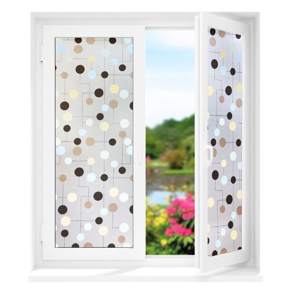 1 Glass Film Removable PVC Decorative No-Glue DIY Square Scratch Proof Door Opaque Window Frosted Colorful Bathroom - Цвет: 1