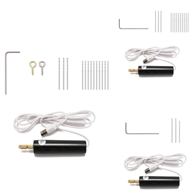 GTBL Mini Hand Drill USB Powered Handheld Rotary Set With Twist Bits For Metal Wood Jewelry | Инструменты