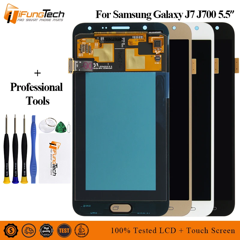 Супер AMOLED ЖК-дисплей для samsung Galaxy J7 J700 J700F J700H J700M ЖК-дисплей с сенсорным экраном дигитайзер сборка J700 lcd
