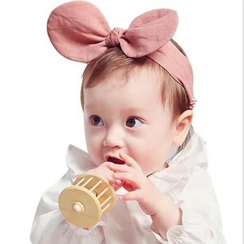 

2020 Fashion Cute Headband Girls Sweet Bowknot Striped Floral Rabbit Ear Elastic Cotton Hair Band Accessories Hoofdband