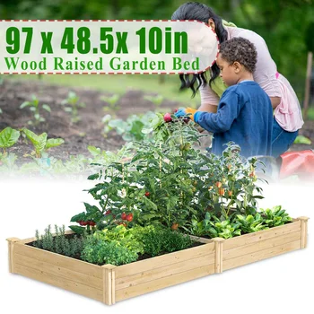 

Wooden Garden Bed Raised Growing Classic Square Planting Container Grow Backyard Patio Planter Pot For Plants Nursery Pot