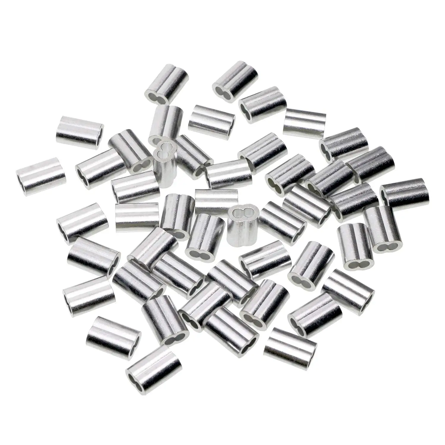 

50pcs Aluminum Crimping Loop Sleeve 3/32" - 1/8" Wire Rope and Cable (M3,50pcs ferrules)