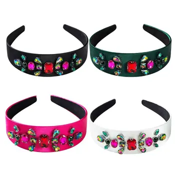 

Baroque Palace Satin Crown Headband Glitter Faux Crystal Dimaond Tiara Hair Hoop