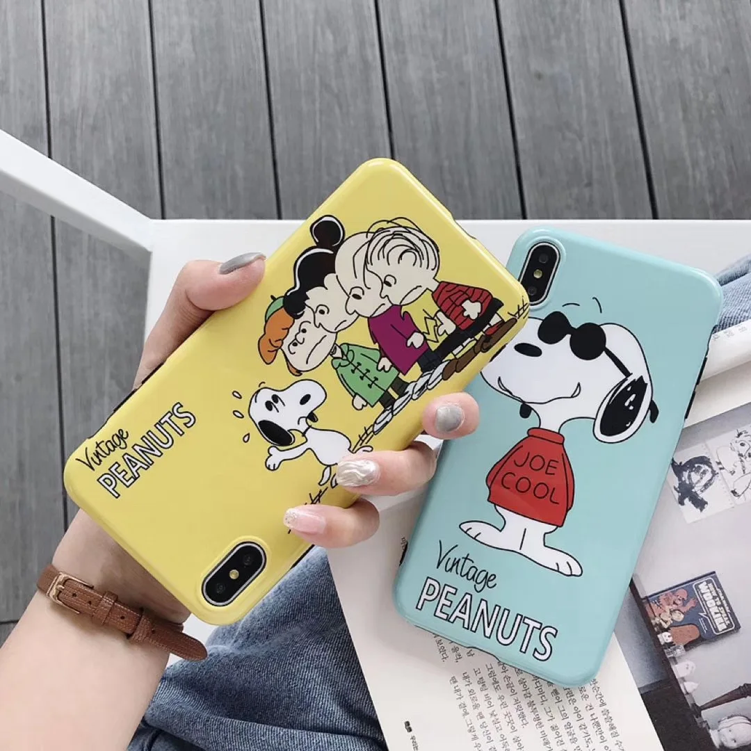 

Hot cute PEANUTS pattern cartoon fun phone case for iphone XS MAX XR X 6S 7 8 plus Fashion family Charlie Brown Lucy back cover