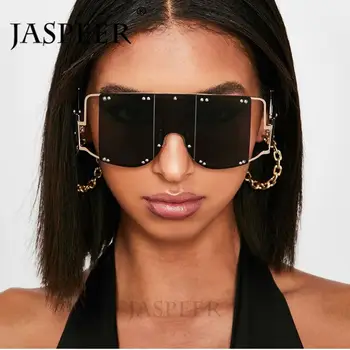 

2019 New Square Rivet Trend Oversized Sunglasses Men Women Brand Design Metal Big Frame Vintage Black Pink Red Mirror Eyewear