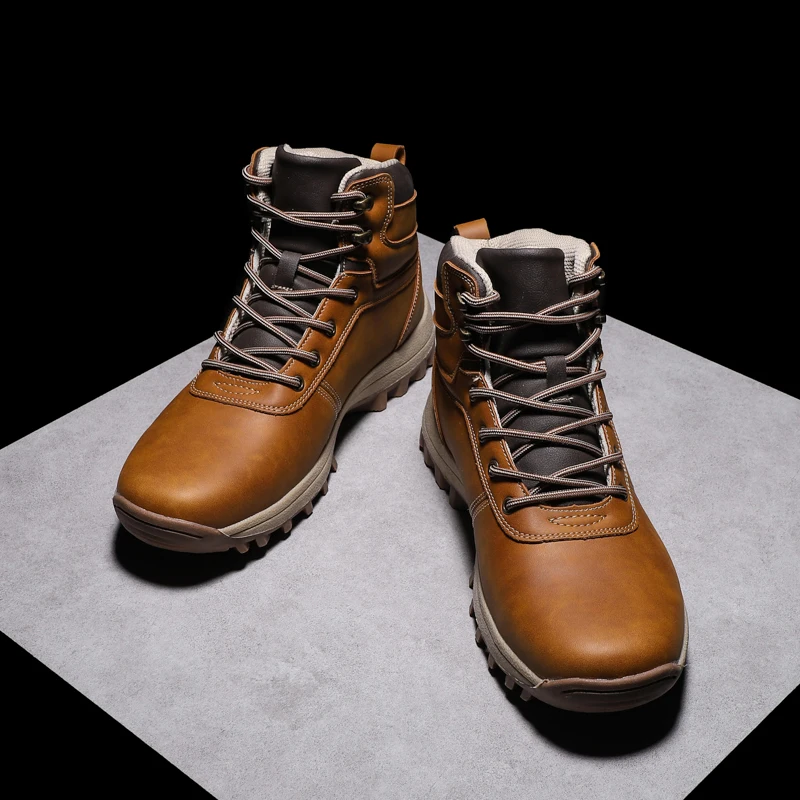 

Big size 39-48 New Leather Non-slip Men Ankle Boots High Top Super Warm comfortable Snow Boots Outdoor Casual Men Winter Shoes