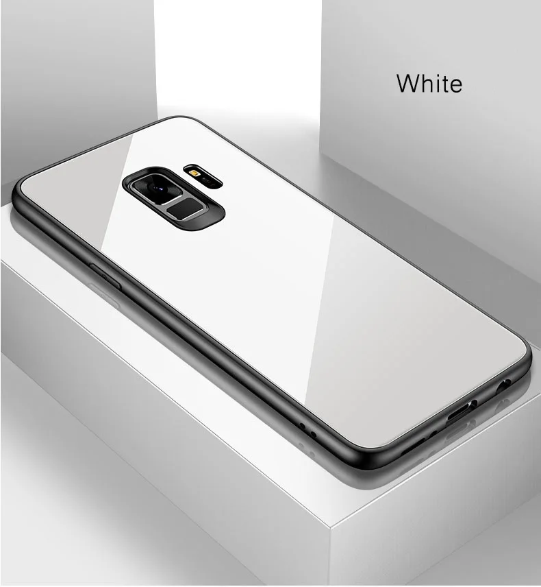 White Зеркало из закаленного стекла чехол для samsung Galaxy S7 S8 S9 S10 плюс край A50 A30 A6 A7 A8 A9 Note 8 9 M20 Стекло чехол на заднюю панель - Цвет: White