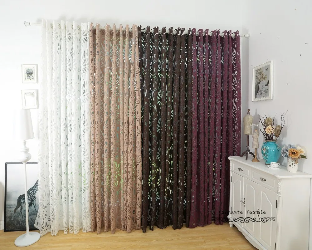Description Picture 6 of itemHot Sale Tulle Sheer Curtains Jacquard Craft Polyester Fabrics For Window Modern Living Room Treatment Black White