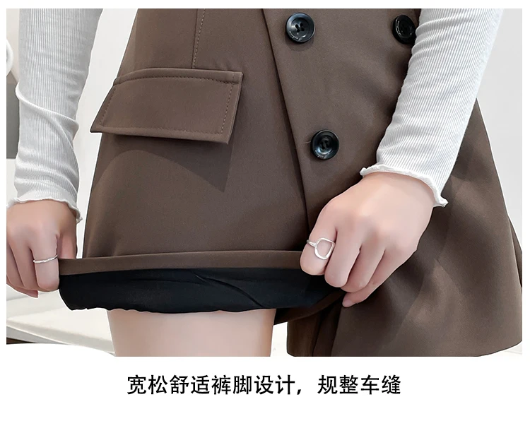 new winter thickening irregular since the a-line skirt waist short double-breasted wide-legged pants Women denim shorts