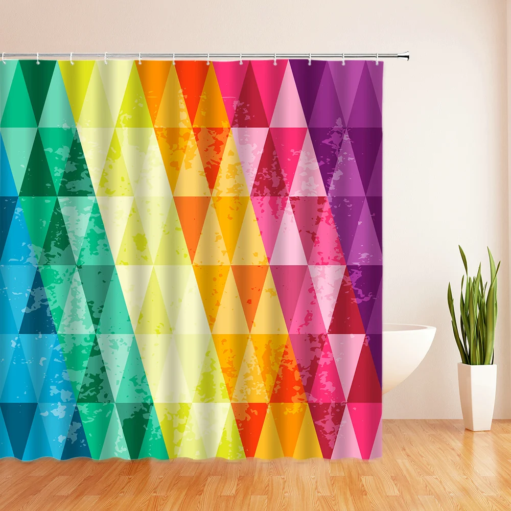 

3d Printing Modern Colourful Dazzling Bath Curtains Waterproof Bathroom Shower Curtain With Hooks Polyester Cloth Bath Screen