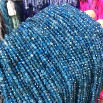 

Natural Blue Apatite Stone Beaded Small Faceted Loose Beads for Jewelry Making Necklace DIY Bracelet Accessories 2 3mm Wholesale