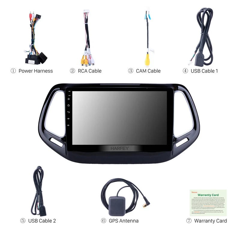 Cheap Harfey Android 8.1 10.1" car multimedia player for 2017 Jeep Compass Head Unit GPS Navi Car SWC USB Mirror Link Bluetooth WIFI 3