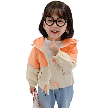 

Girls Jacekt Outerwear Patchwork Girl Coats Kids Letter Pattern Girls Jackets Hooded Spring Autumn Clothes Girl