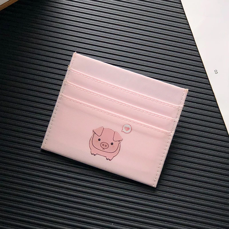 Милый мультяшный милый поросенок Женский Мужской кошелек Новое поступление модный прочный Оксфорд маленький кошелек для мелочи держатель для карт сумка чехол - Цвет: pink