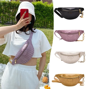

Women Alligator Pattern Chest Pouch Crossbody Messenger Pack Fasion Handbag Women PU Leather Fanny Solid Waist Bag