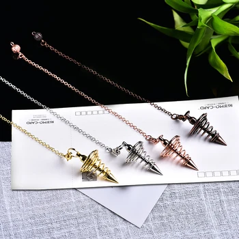 

1pc pendulum metal amulet spiral cone antique copper gold silver colored clock for pyramid pendulum aura jewelry