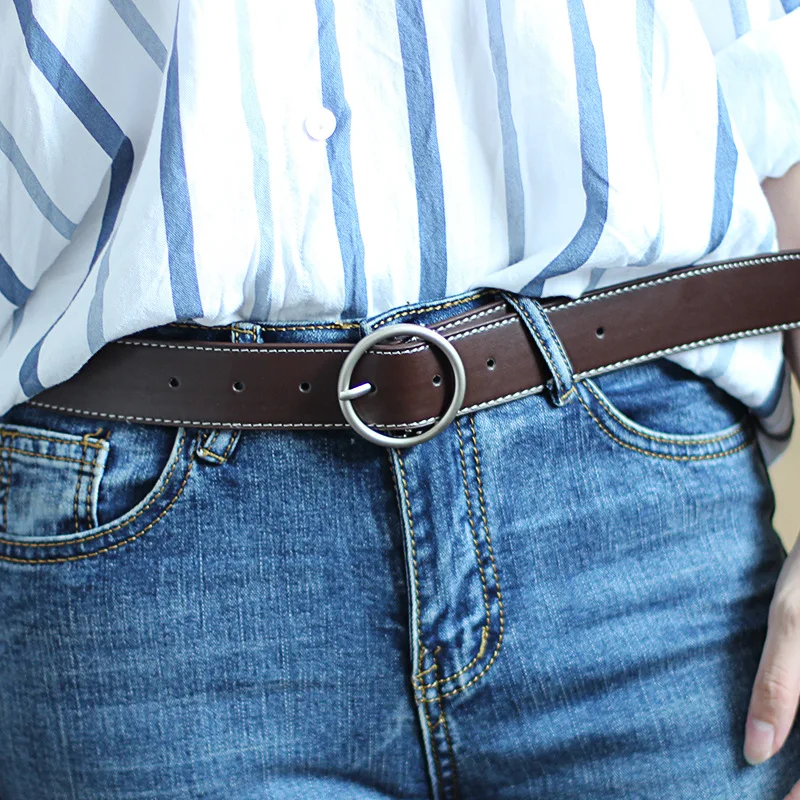 Women Students Circle Pin Buckles Belt 