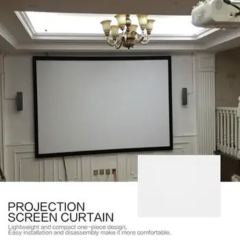 

84 Inch Projection Screen Curtain Non-Woven Fabric White Soft Portable for KTV Ba Conference Room Home Theater