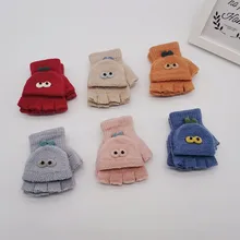 Зимние теплые детские перчатки; универсальные Хлопковые вязаные детские варежки с рисунком