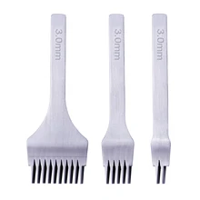 3 unids/set de cuero Set de herramientas para manualidades/2,7/3,0/3,38/3,85mm de acero inoxidable de cincel de perforación grabado costura Kit de herramientas de perforación de tamaño a 3