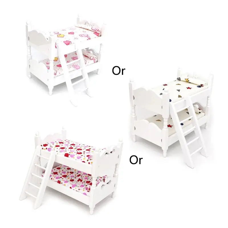 

1:12 Scale Dollhouse Miniature Vintage Wooden Double Stacking Bed Furniture Toy