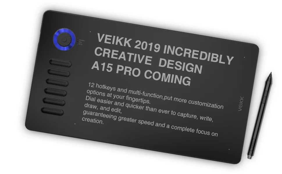 VEIKK A15 планшет для рисования большой площадью 10x6 дюймов с аккумулятором и 12 клавишами, 20 наконечников и 1 перчатка(красный, синий, золотой, серый