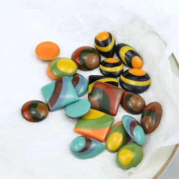 

DIY handmade jewelry accessories stitching contrast color stripe round drop oval square resin patch earrings material