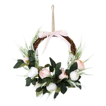 

Artificial Peony Flower Wreath Front Door Garland Wedding Floral Wreath Welcome Door Farmhouse Wall Window Home Decor