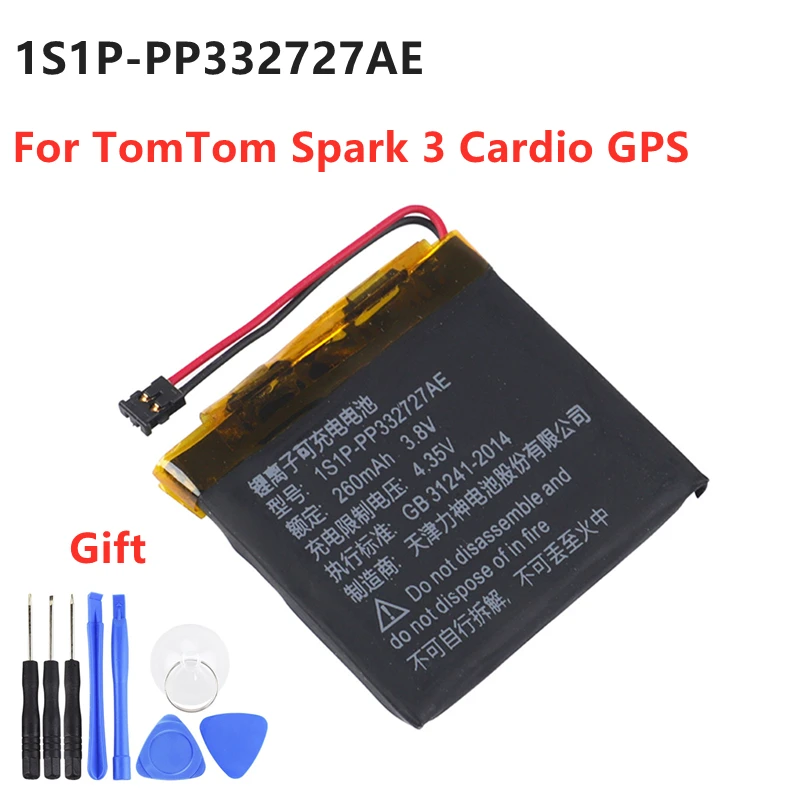 Tomtom Spark Cardio＋music 1s1p-pp332727ae Battery For Tomtom Spark 3 Cardio  Gps Watch Acumulator 2-wire Plug 260mah Battery - Mobile Phone Batteries -  AliExpress