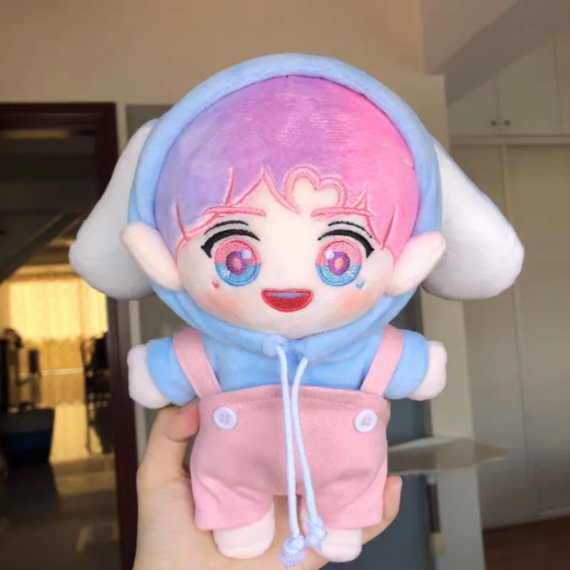 [MYKPOP] Одежда и аксессуары для кукол KPOP: толстовка с капюшоном и изображением кролика+ комбинезон, комплект из 2 предметов для кукол 15 см SA19102914 - Цвет: 9-15cm-2pcs(no doll)