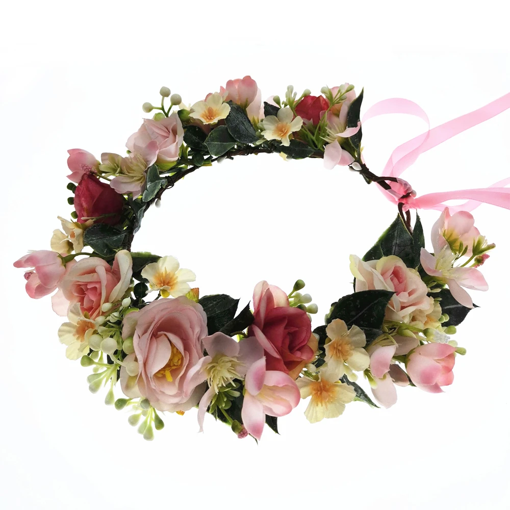 Rose Flowers Crown Festival Headband Women Hair Accessories Headdress  Bridesmaid Girl Floral Garland Wedding Floral Headwear|Phụ Kiện Tóc Bé Gái|  - AliExpress