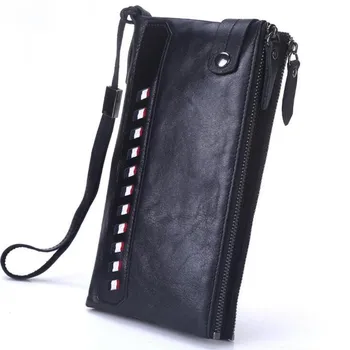 

Men Wallets Fashion Long Leather Wallet male Double Zipper purse more money bags