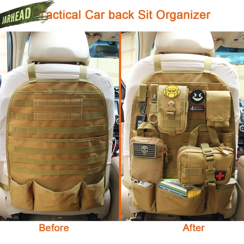 Tactical Molle Car Seat Back Organizer Storage Bag Pouch Universal Seat Cover