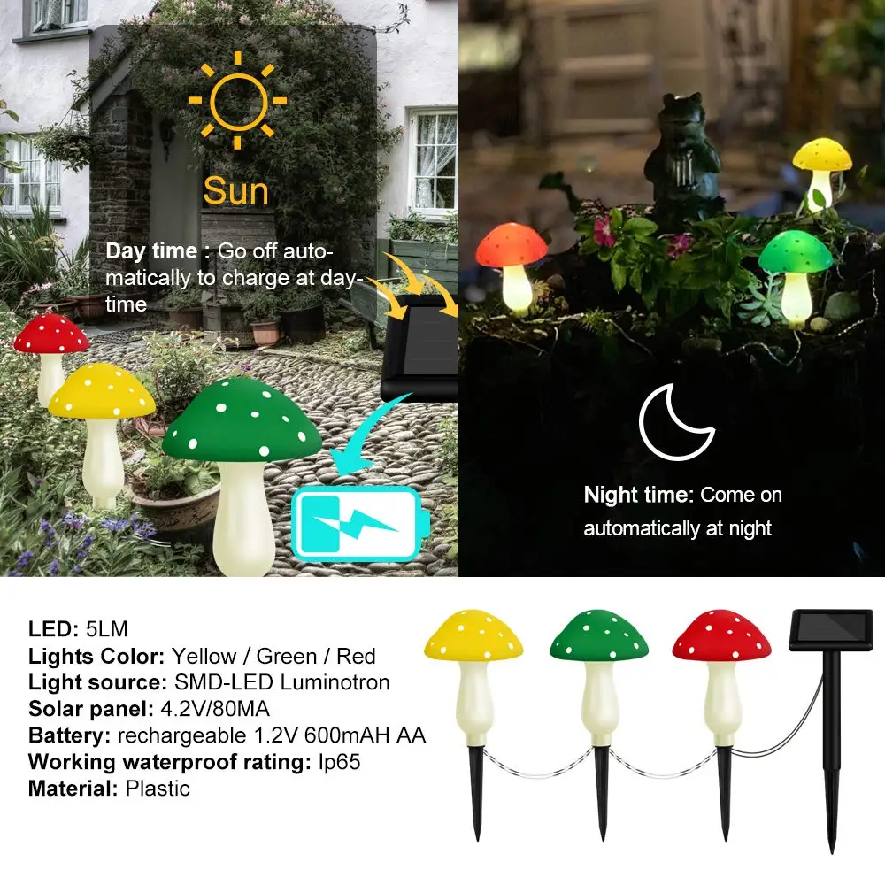 solar sensor wall light Outdoor Solar Garden Lights Cute Mushroom Shape Decorative Lamp LED Waterproof For Yard Backyard Lawn Path solar fence post lights