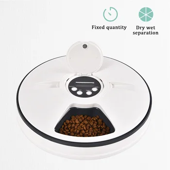 

With Voice Recorder Dogs Large Capacity Digital Timer LCD Display Cats Dry Wet Food Pet Automatic Feeder Anti Slip 6 Meal Trays