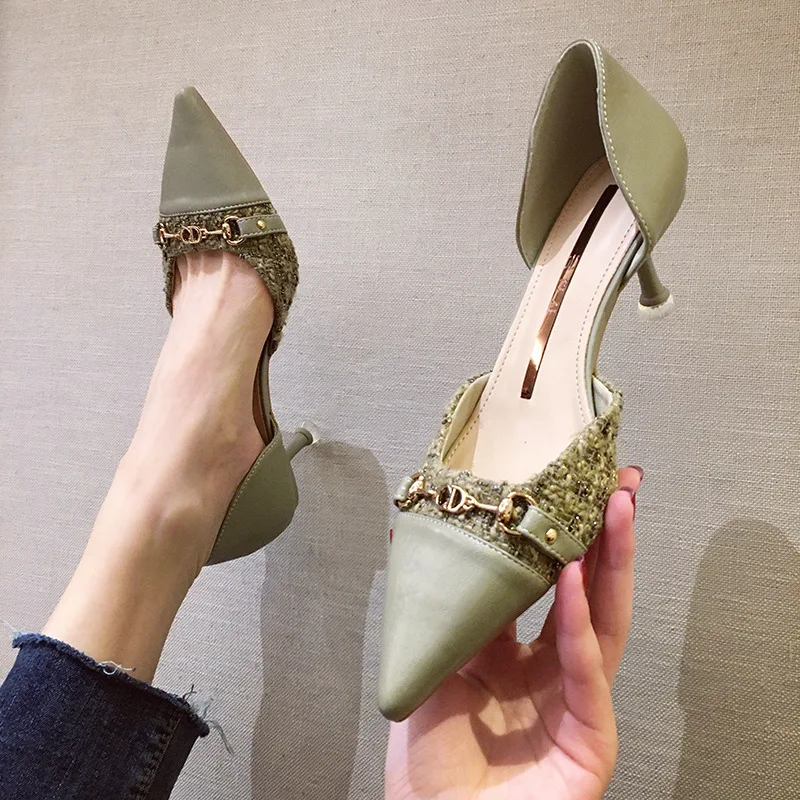 

Graceful Social Sping Sandal Women's 5cm2020 Spring And Autumn New Style High Heel Shoes Women's Shallow Mouth Pointed Thin Heel