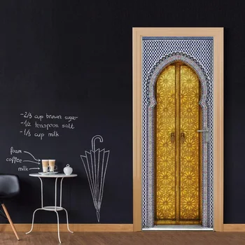 

DIY 3D Wall Sticker Mural Home Decor Aladdin arab Morocco Removable Door Sticker decole 77*200cm