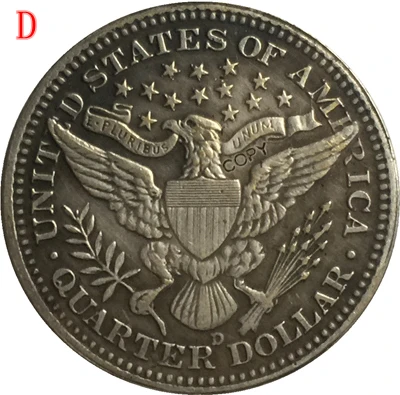 1916-D США 1916 P, D Парикмахерская или голова свободы четверть долларов копии монет - Цвет: 1916-D