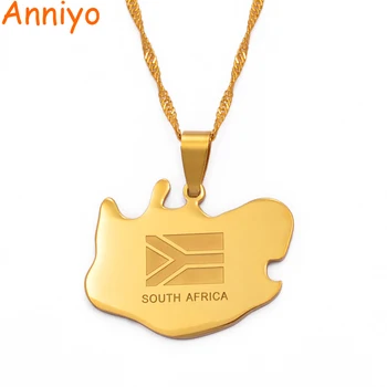 

Anniyo South Africa map pendant necklaces jewellery gold color,Africa countries maps south africans map #001921