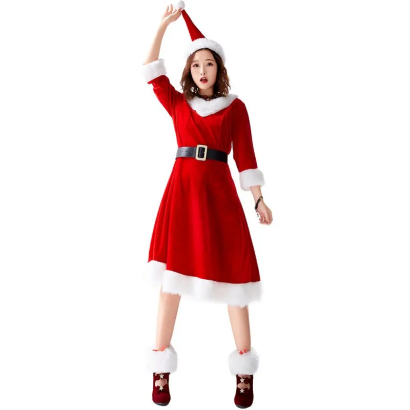 

2020 Japanese-style Christmas Costume 7-point Sleeves No Down Long Hair Christmas Performance Dress Delivery Foot Cover