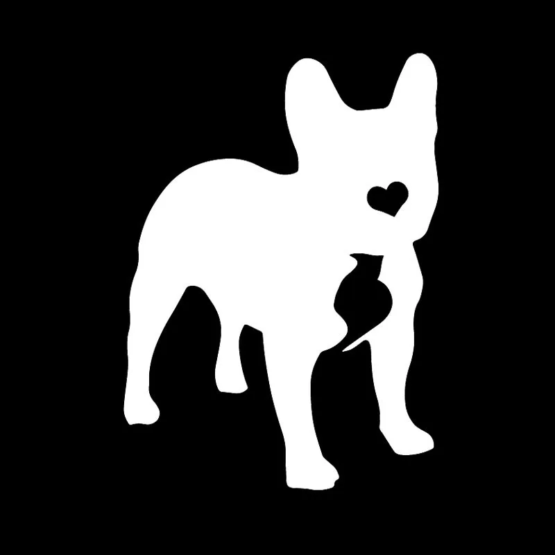 YJZT 10,5X14,6 см Французский бульдог с сердцем Frenchie Bully переводная виниловая машина наклейка черный/серебристый C24-1582