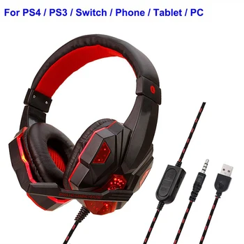 

3.5mm Wired Gaming Headphones For Computer Adjustable Bass Stereo PC Gamer Over Ear Wired Headset With Mic