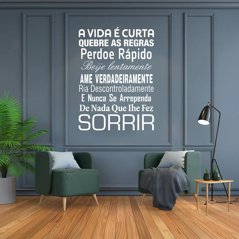 

Large Portuguese Family Rules Wall Sticker Living Room Bedroom Smile Welcome Inspirational Quote Wall Decal Kids Room