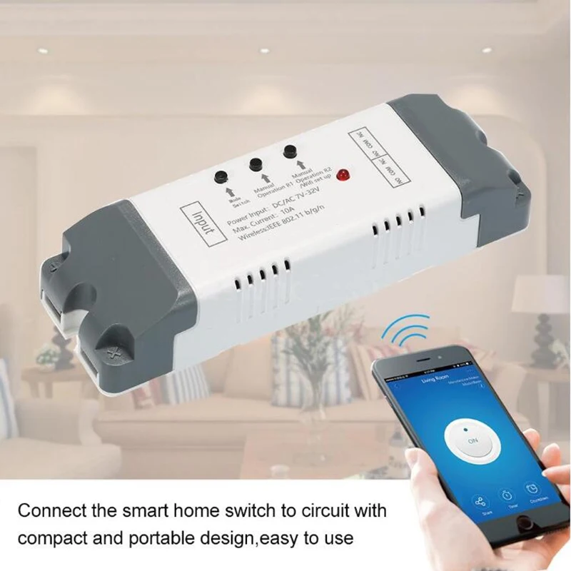 

SmartHome eWeLink 2CH Smart WiFi Switch Wireless Timer Switch Module Smart Home Automation Work With Alexa Google Home IFTTT