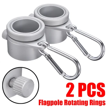 

2pcs/set Aluminum Alloy Flag Pole Flagpole Rotating Rings Clip Anti Wrap Grommet Mounting Rings Grommet Clip Attachments Outdoor