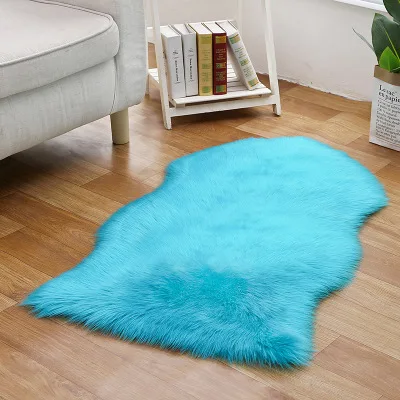 Мех из искусственной овчины мохнатый ковер диван cCushion гостиная эркер лестничный коврик европейские плюшевые ковры кожа пушистый уголок - Цвет: Dark blue