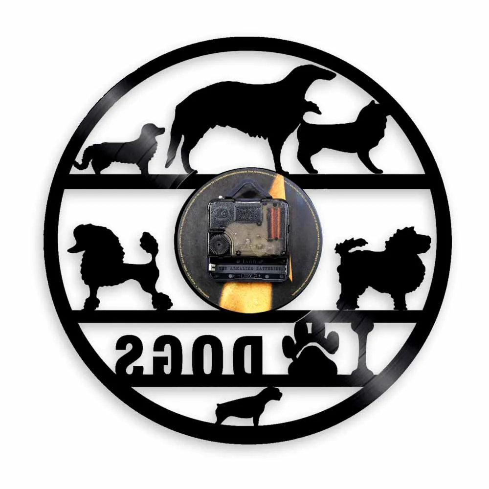 Настенные часы с силуэтами I Love Dogs настенные для домашних животных разных пород